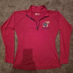 KANSAS JAYHAWKS Red Quarter-Zip Pullover with Logo